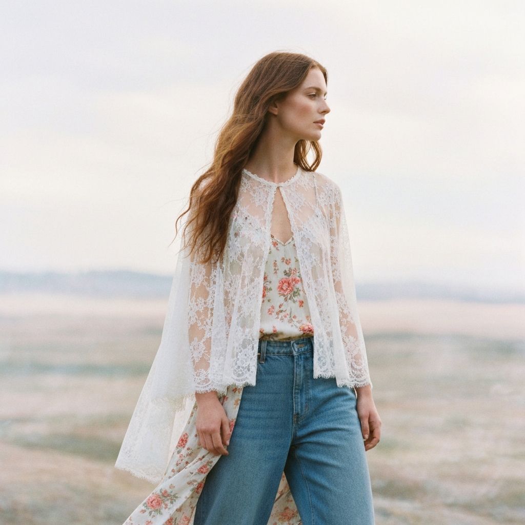 Delicate lace cape and layered fashion